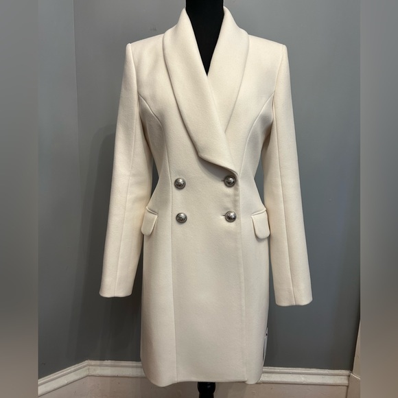 Balmain Jackets & Blazers - BALMAIN White Double-Breasted Wool Coat, size FR38 (US8)